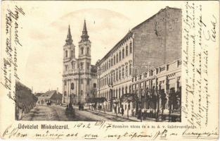 1902 Miskolc, Szemere utca, MÁV üzletvezetőség, templom (Rb)