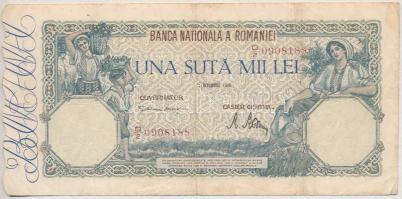 Románia 1946. 100.000L (október 21.) T:III Romania 1946. 100.000 Lei (21th Oct) C:F Krause P#58a