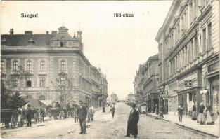 1906 Szeged, Híd utca, Vajda, Grósz testvérek és Kúp Gyula és társa üzlete, lovashintók. Birnfeld Emanuel kiadása