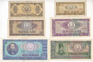 Románia 1952-1966. 1L-100L (6xklf) T:III néhány szép papír Romania 1952-1966. 1 Leu - 100 Lei (6xdiff) C:F some nice papers