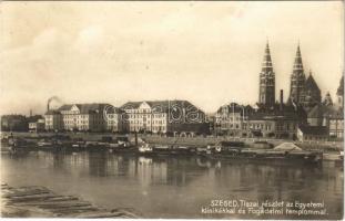 1948 Szeged, Tisza, Egyetemi klinikák, Fogadalmi templom, ÖDÖN gőzüzemű oldalkerekes vontató és ERLÁT gőzhajó