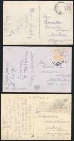 cca 1940-1950 5 db megírt és futott képeslap, a bélyeg alatti titkos üzenetekkel.