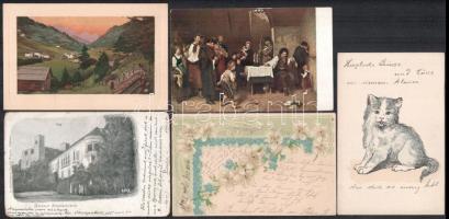 cca 1910-1930 11 db képeslap, rajtuk versekkel