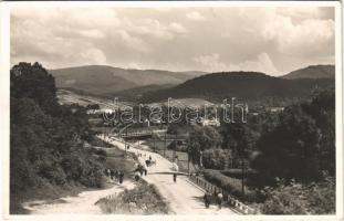 1941 Szolyva, Svalava, Svaljava, Szvaljava, Svaliava; út, híd / road, bridge + kétnyelvű bélyegző