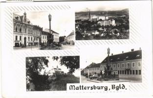 1965 Nagymarton, Mattersdorf, Mattersburg; mozaiklap várral / multi-view postcard with castle
