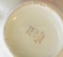 Zsolnay virágmintás porcelán váza, matricás, kopásokkal, m:  12 cm