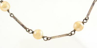 Ezüst (Ag) nyaklánc tekla kövekkel. Jelzett. 64 cm