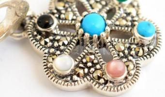 Ezüst (Ag) virágos fülbevalópár, jelzett, h: 3,5 cm, bruttó: 9,83 g