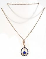 Ezüst (Ag) nyaklánc csepp alakú medállal, jelzett, h: 64 cm, bruttó: 16,01 g