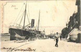 1900 Pola, Pula; Riva / port, steamship. M. Clapis Phot. Atelier Flora (fl)