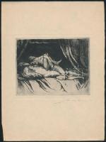 Mihályi (Müller) Rezső (1889-1972): 3 db pornográf grafika. Rézkarc, papír, jelzett. 10,5x13 cm
