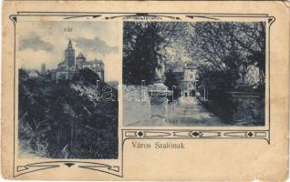 1913 Városszalónak, Stadtschlaining; Schloss Schlaining / Szalónak vára, vár bejárata. Braun H. kiadása / castle, entrance. Art Nouveau (EM)