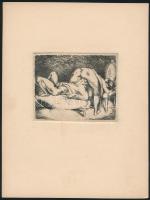 Mihályi (Müller) Rezső (1889-1972): 3 db pornográf grafika. Rézkarc, papír, jelzés nélkül. 7,5x10 cm, 10x8 cm, 8x9,5 cm