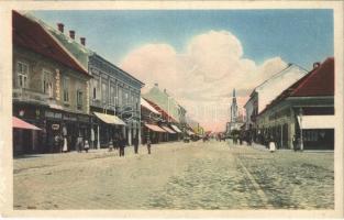 1916 Pancsova, Pancevo; Mária Terézia utca, Hirschl Armin és Poppovits üzlete / street, shops