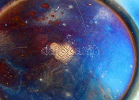 Régi, 1930 körüli WMF art deco hőtartó kávés kanna és kiöntő, porcelánfajansz és fém poncolt (kalapá...