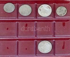 Barna műbőr érmeberakó album 10db berakólappal, benne 11db vegyes római érme + 14db ezüstpénz, közte 1870KB 10kr Ag Váltó Pénz + 1912-1915. 1K Ag Ferenc József (10x) + Brit-India 1840. 1R hamisítványa T:1-3 Brown imitation leather coin holder album with 10 sheet, in it 11pcs of Roman coins + 14pcs of silver coins, with Hungary 1870KB 10kr Ag Váltó Pénz + 1912-1915. 1 Korona Ag Franz Jóseph (10x) + British India 1840. 1 Rupee Ag fake C:UNC-F