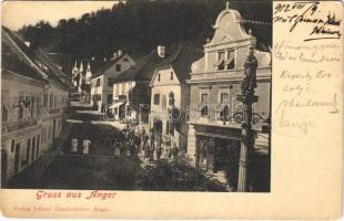 1912 Anger, Strasse, Conrad Weiler, Alois Thaller Gasthof / street, shops, restaurant and hotel (Rb)