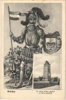 Mohács, II. Lajos király szobra a Csele pataknál. Pollák Róbert kiadása (fl)