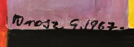 Orosz G. 1967 jelzéssel: Konstruktivista kompozíció. Olaj, farost. 70x50 cm