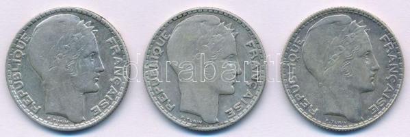 Franciaország 1929-1939. 10Fr Ag (3xklf) T:2
France 1929-1939. 10 Francs Ag (3xdiff) C:XF
Krause K...