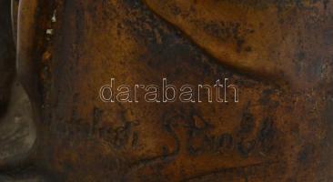 Kisfaludi Stróbl Zsigmond (1884-1975): Fürdés után. Bronz, márvány talapzaton. Jelzett. m: 44 cm