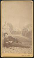 cca 1870 Kolozsvár, Tauffer Gyula: fiatal férfi fotó vizitkártya / cdv