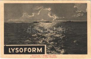 Hadihajók a Boszporusz előtt. Lysoform reklám / K.u.K. Kriegsmarine, Kriegsschiffe vor dem Bosporus, advertisement