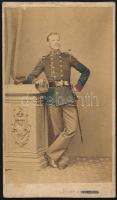 cca 1880 Brassó, Décsey katona ruhás férfi fotó vizitkártya / cdv