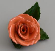 Herendi barackszínű rózsa porcelán, kézzel festett, jelzett, kis lepattanásokkal, 8x9 cm
