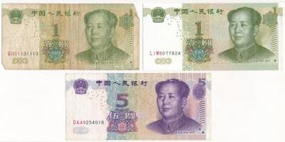 Kína 1999. 1Y (2x) + 2005. 5Y T:I-III China 1999 1 Yuan (2x) + 2005. 5 Yuan C:UNC-F Krause P#895, P#903