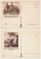 Magyar szocreál munkás propaganda, leányok a gépállomáson, traktoros, kombájnvezető - 2 db modern képeslap (Művészeti Alkotások)