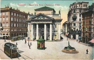 Trieste, Piazza della Borsa e Restaurant Dreher, tram