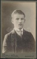 cca 1900-1910 Fiatalember portréja, keményhátú fotó Bittner Károly budapesti műterméből. 10,5x6,5 cm