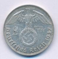 Német Harmadik Birodalom 1937J 2M Ag "Hindenburg" T:2  
German Third Reich 1937J 2 Mark A...