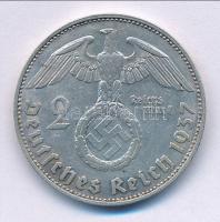 Német Harmadik Birodalom 1937G 2M Ag "Hindenburg" T:2 German Third Reich 1937G 2 Mark Ag &...