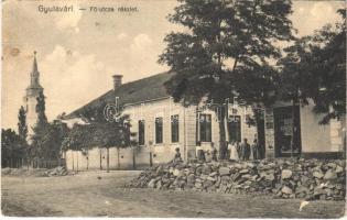 1927 Gyulavári (Gyula), Fő utca, templom, Széles László üzlete és saját kiadása (EK)