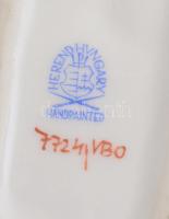 Herendi virágmintás porcelán tálka, kézzel festett, jelzett, hibátlan, 15x8,5 cm