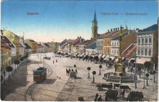 1916 Sopron, Várkerület, villamos, üzletek. Blum Náthán és Fia kiadása