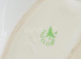 Hollóházi porcelán váza és tálka, matricás, jelzett, hibátlan, 19,5x8 cm, m: 16 cm