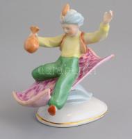 Kőbányai porcelán aladdin figura, kézzel festett, jelzett, hibátlan, m: 13,5 cm