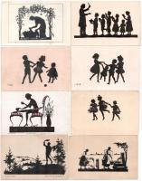 22 db RÉGI motívum képeslap: sziluettes művész, sok szignós / 22 pre-1945 motive postcards: silhouet...