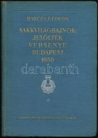 Sakkvilágbajnokjelöltek versenye. Összeállította és a játszmákat elemezte: Barcza Gedeon. Bp., 1951, Sport, (Kecskemét, Kecskeméti-ny.), 1 t.+191 p. Kiadói kissé kopott egészvászon-kötésben. Az összeállító, elemző: Barcza Gedeon (1911-1986) sakkozó, sakkolimpiai bajnok, nyolcszoros magyar bajnok, mesteredző, sakk szakíró által Gelenczei Emil (1895-1980) sakkszakíró, sakkozó, jogász részére dedikált.