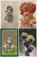 49 db RÉGI motívum képeslap: művész, üdvözlő, virág / 49 pre-1945 motive postcards: art, greeting, flower