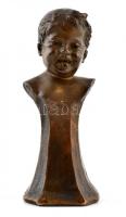 Melchior után: Nyelvet nyújtó fiú. Bronz szobor. Jelzett. / After Melchior. Boy with tongue out Bronze sculpture 14 cm