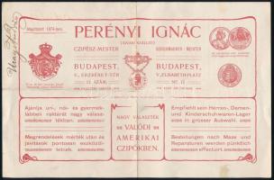 1906 Perényi Ignác udvari szállító cipész mester számla