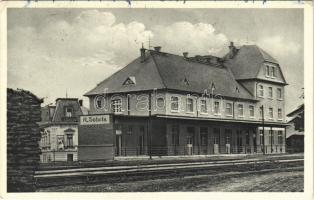 1938 Rimaszombat, Rimavska Sobota; vasútállomás / railway station + Rimaszombat visszatért So. Stpl (EK)