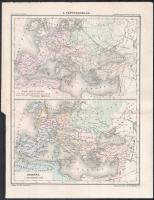 cca 1890 Európai népvándorlás térkép 27x33 cm