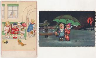 4 db RÉGI gyerek motívum képeslap / 4 pre-1945 children motive postcards