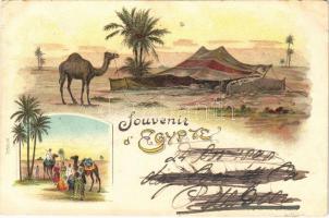 1898 (Vorläufer) Egypt. Camel camp, folklore. Art Nouveau litho (EK)