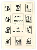 Art Deco Silhouettes,10 poszter illusztrált papírmappában, modern nyomat, 46x32 cm